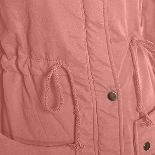 מעיל חורף של Foviguo, ז'קט נפיחה של שרוול ארוך לנשים פשוט סתיו סתיו ארוך פאב רוכסן בצבע אחיד