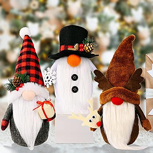 3 חלקים לחג המולד קישוטי קטיפה גנום, גנום שוודי חג המולד טומטה סקנדינבי בובה קטיפה, איש שלג, איילים