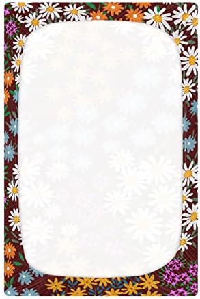 גיליונות עריסה צבעוניים של דייזי לבנים בנות אורזות גיליון משחק רך נושם מיני עריסה 39 x 27