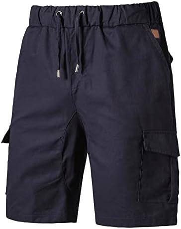 מכנסי מטען מזדמנים של Hehoah לגברים המותניים האלסטיים משיכת כותנה חיצונית חיצונית משקל רב-כיס קצר