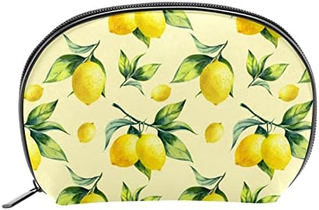 תיק איפור קטן, כיס רוכסן מארגן קוסמטיקה לטיולים לנשים ונערות, פרי צהוב לימון