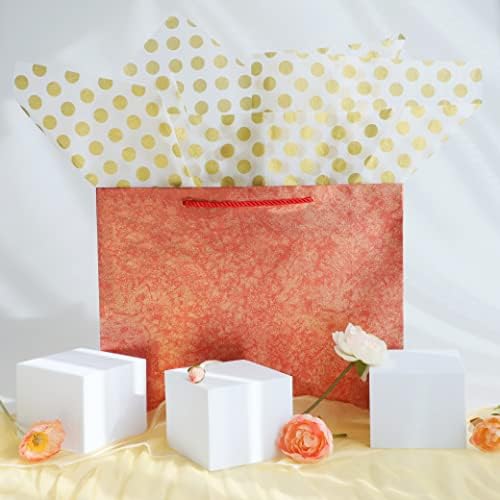 פנקון 14 גדול מתנת יום הולדת שקיות עם רקמות נייר לנשים אדום נייר מתנת שקיות בינוני גודל עבור אמהות יום