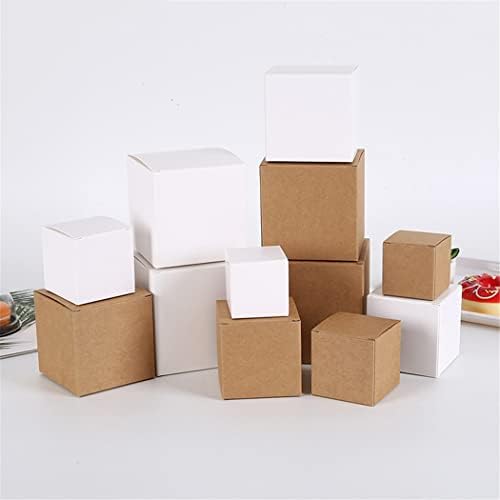 50 יחידות קופסא נייר קראפט קופסא קרטון לבנה מרובעת קופסא מתנה לעוגיות אריזת מתנת תכשיטי אפיית עוגת