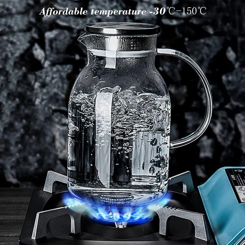 HGGDKDG בעל קיבולת גבוהה זכוכית צלולה עם מכסה נירוסטה מכסה חום קנקן מים למשקאות מים 2000 מל/67oz