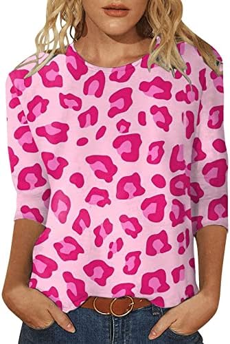 חולצות ליום האהבה אופנה נמר נמר לנשים טוניקה טוניקה טוניקה בנות טרנדיות מובילות 3/4 חולצה סוודר שרוול ארוך
