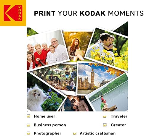 Kodak Photo Paper Gloss 8.5 X11, 25 Count, 66LB-230G/M2 משקל, עובי 11.9 מיל, נייר תמונה בצבע חי.