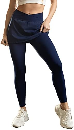 מכנסי יוגה בעלי מותניים גבוהים בצורת V עם חצאית, חותלות מעוצבות לנשים, טניס וחותלות גולף עם כיס