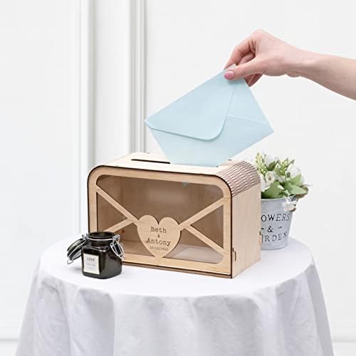 קופסת כרטיסי חתונה מעץ עם קופסת מעטפות משבצת קופסת דואר בהתאמה אישית קופסת כסף קופסת כרטיסי עץ