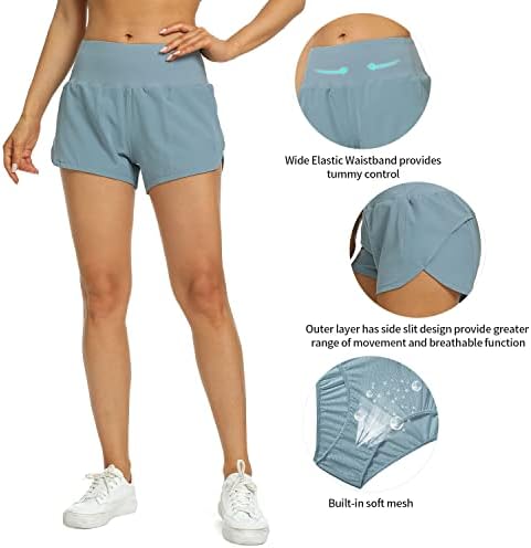 מכנסי הריצה של Haowind לנשים עם כיסים מותניים מותניים מכנסי ספורט אתלטי מהיר מכנסי אימון כושר