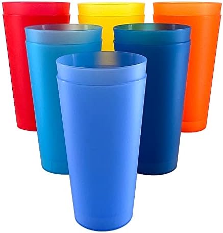 32-אונקיה פלסטיק כוסות לשימוש חוזר משלוח מדיח כלים בטוח מסעדה-איכות משקפיים סט של 12 ב ססגוני מקורה