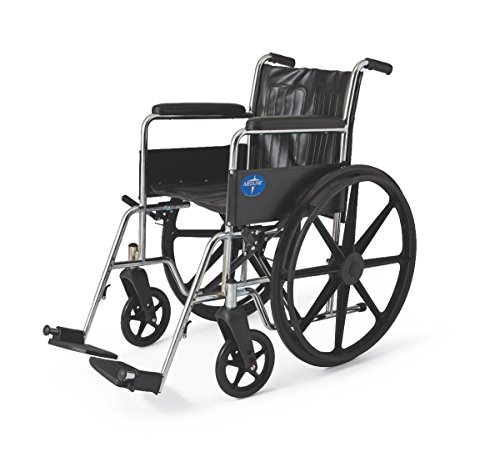 מדליין אקסל 2000 כיסא גלגלים, 18 רחב מושב, מלא אורך קבוע זרועות, קבוע דומי, כרום מסגרת