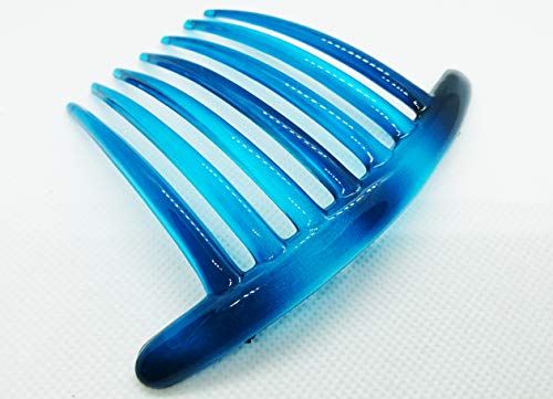 צד מסרק צרפתית טוויסט שיער מסרק קולר כחול שני טון 7 שן זה דלוקס 1 יחידות.