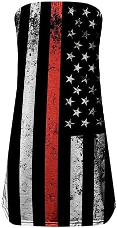 יום העצמאות של LMDUDAN יום עצמאות לנשים סטרפלס סטרפלס פס גופיות גופיות דגל אמריקאי צינור מהכתף 4 ביולי חולצות