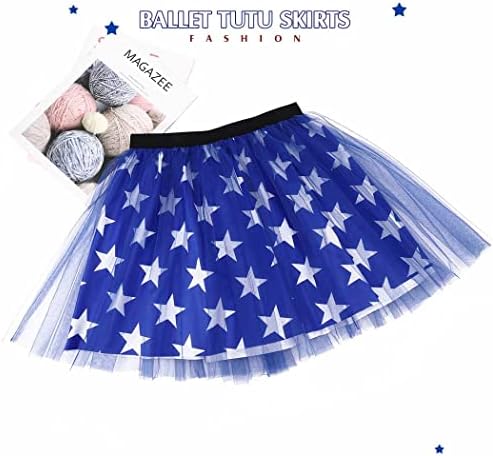 Twinklede Tulle Tulle Tutu 4 ביולי טוטוס יום עצמאות תחפושת חצאית טוטו חצאית פטריוטית לנשים ולבנות