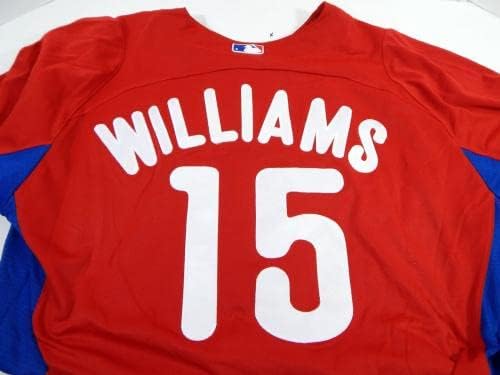 2011-13 פילדלפיה פיליס ניק וויליאמס 15 משחק נעשה שימוש בג'רזי רד BP 48 68 - משחק משומש גופיות MLB