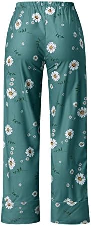 מכנסי טרניעה של Wocachi Harem לנשים, מכנסי כותנה מותניים אלסטיים מזדמנים של נשים מכנסיים רגל רחבות חתוכות
