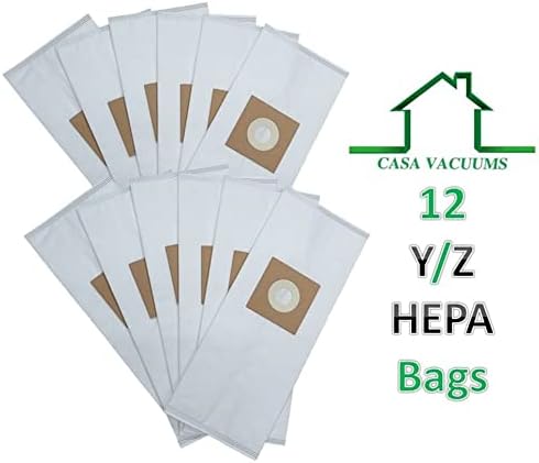 12 שקיות מחליפה מסוג y ו- z hepa עבור שואב אבק זקוף. מתאים להובר ווינדטונל, טמפו, כונן חשמל, ממד,