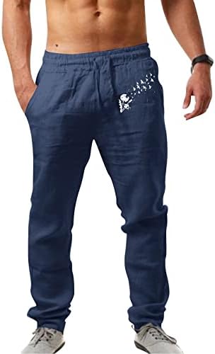 Miashui שנה קטנה Mens Mens אופנה מזדמנת כיס מודפס תחרה למעלה מכנסיים בגודל גדול מכנסיים אקונומיקה