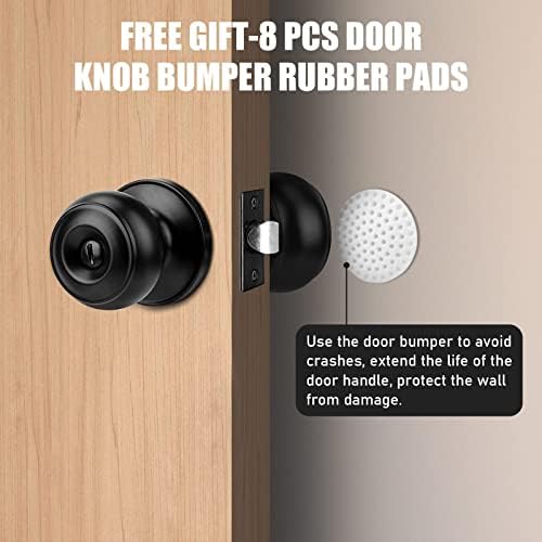 Baumfeuer מט כפתורי דלת פרטיות שחורים, נעילות פנים ללא מפתח עם הוראות חומרה, ומגן קיר פקק, לחדר אמבטיה לחדר