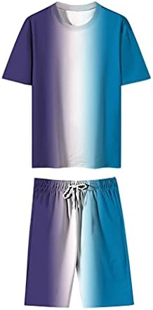 PDGJG בגדי קיץ סט של גברים, צבע ספורט ספורט אופנה אופנה עם שרוולים קצרים מכנסיים קצרים של חליפות דו חלקים