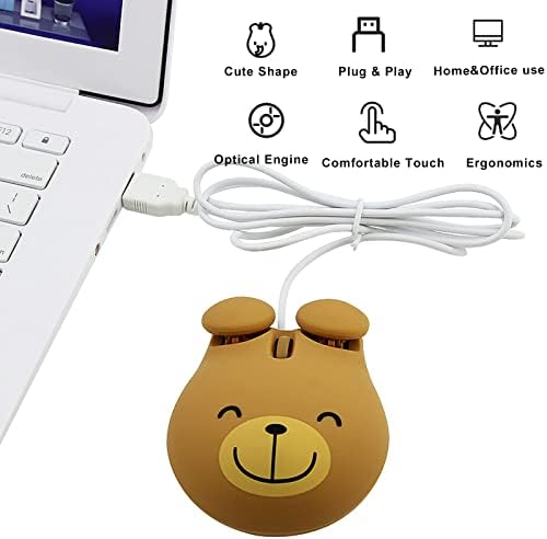 חמוד בעלי החיים דוב עכבר, קווית מחשב עכבר למחשב נייד, קטן פתול אופטי עכברים 1600