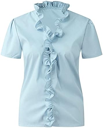 קרצוף חולצות T לנשים הדפס עליון דפוס קיץ שרוול פרוע לנשים חולצת טריקו צווארון חולצות פלנל קצרות