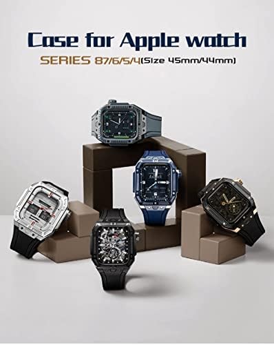 ערכת שינוי יוקרה של Houcy Case Band for Apple Watch 8 7 75 ממ רצועת פלדה לסדרה IWatch 8 7 45 ממ