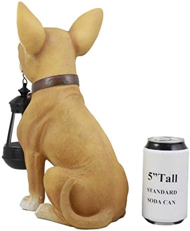 Ebros Picante מקסיקני צ'יוואווה כלב עיצוב נתיב קל יותר פסל 12.5 גובהו עם מנורה לפנס אור סולארי