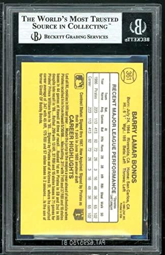 כרטיס טירון בארי בונדס 1987 דונרוס 361 BGS 8.5