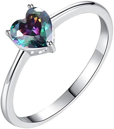 2023 חדש פופולרי תכשיטי גבירותיי טבעת אהבת לב טבעת לב צבעוני זירקון טבעת נשים אירוסין חתונה כסף תכשיטי