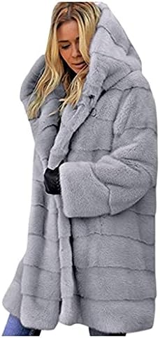 מינגיון 2021 מעילי חורף לנשים נשים חמות פו -פו פרווה מעיל מעילים נוחים גדולים מדי עם מכסה