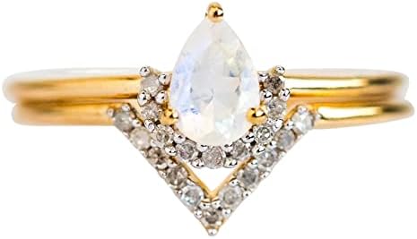 אופנה מעודן זרוק בצורת יהלומי זירקון טבעת לנשים אירוסין טבעת מגניב טבעת סט