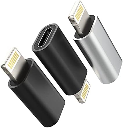 3 פאק, USB C נקבה לתואם למתאם זכר של ברק סוג C מחבר כבל טעינה של מטען חשמל תואם לתפוח תואם לאייפון 12 11pro