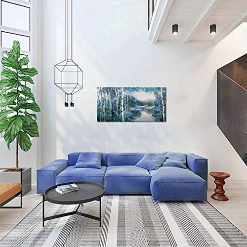 מעגל הגיאומטריה המופשט של ארג'ון חסימות צביעה בצבע חום אפור 40 x20 ונוף עץ ציור כחול טבע טבע יער תמונה 48 x24.