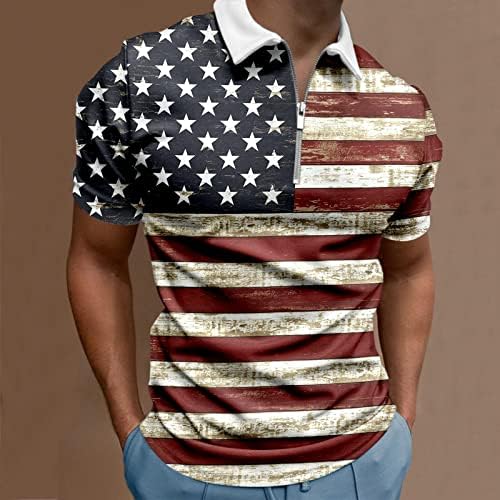 פלוס גודל פלוס חולצות פולו 4 ביולי שרוולים קצרים פטריוטיים חולצות T דגל אמריקאי דגל תלת מימד 2023 צמרות