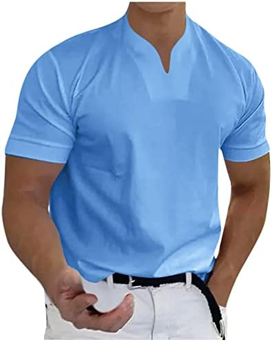 Zefotim V Neck חולצות גברים שרוול קצר רגיל רזה כושר טשירטים מזדמנים