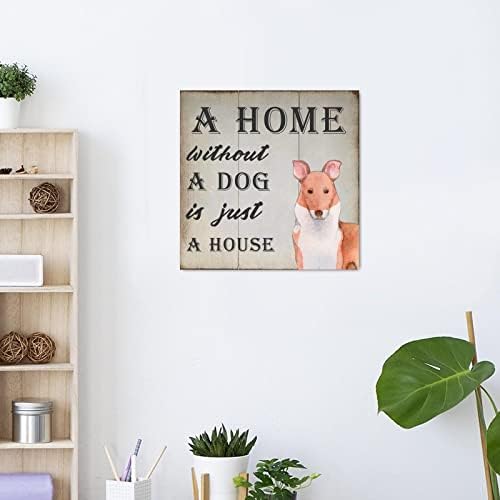 Evans1nism שלט עץ בית ללא כלב הוא רק בית תליה שלט קיר זהב רטריבר כלב קיר קיר אמנות כלב אמא מתנה מתנה ייחודי