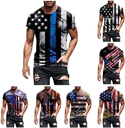 XXBR חולצות שרוול קצר לגברים, דגל אמריקאי של גברים הדפסים גרפיקה חולצות פטריוטיות