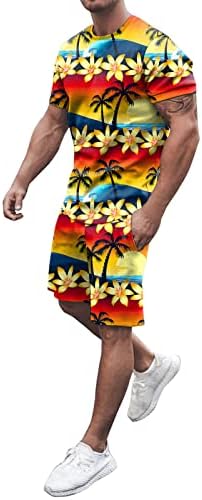 2023 גברים חדשים תלבושת קיץ חוף חוף שרוול קצר חולצה מודפס