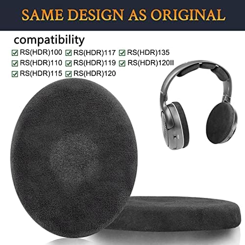 SOULWIT Velour Earpads Replacement for Sennheiser RS120/HDR120/TR120/RS100/RS110/RS115/RS117/RS119/RS135