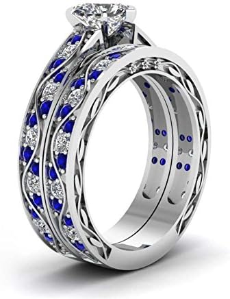 טבעת הנישואין שלו זוגות טבעות תואמות טבעות נשים 10 קראט לב זהב לבן מלא טבעת אירוסין חתונה ערכות