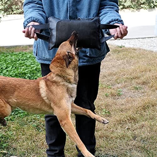 כרית עקיצות אימון כלבים של Weixia עור, 11.8 x 7.8 צעצוע משיכה לכלב עם 3 צעצועי עקיצות כלבים ידיים הכי טוב למלחמה,