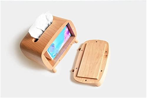 תיבת רקמות כיסוי תכליתי תיבת רקמות כיסוי עם טלפון נייד מחזיק מוצק עץ תיבת רקמות מחזיק עבור יהירות אמבטיה