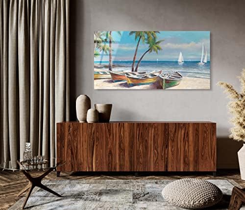 קאנו על ידי שור, ציור חוף חוף, עיצוב קיר אקרילי קיר, 16x32, 24x48