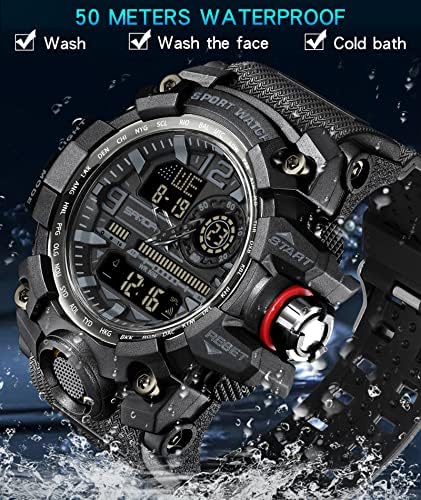 גברים של שעון צבאי ספורט שעונים עמיד למים טקטי שעון חיצוני דיגיטלי שעון גדול פנים מעורר סטופר