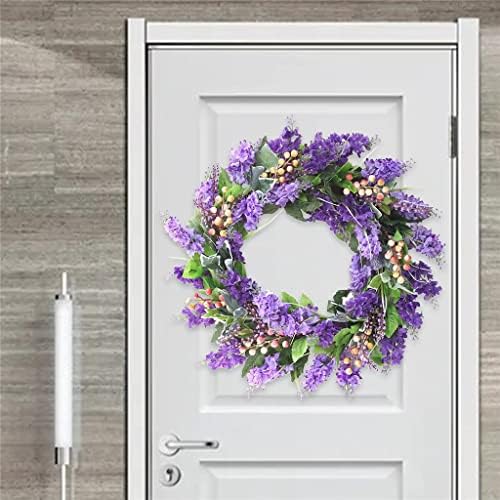 Yhlkm זר לבנדר תלולית פרחים מלאכותית זר זרי קיר לחתונה קישוט קיר תפאורה דלת דלת ביתית עיצוב חלון