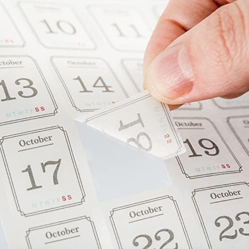 12 גיליונות מדבקה לתאריך מתכנן חודשי, 365 מדבקות מספר מתכנן יומי, אביזרי מדבקה של מתכנן דקורטיביים