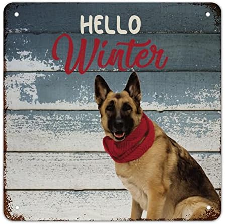 גואנגפט רטרו שלט חג המולד שלום אלומיניום חורף אלומיניום שלט מתכת כלב לובש שלטי צעיף אדום ביגל קיר כלב