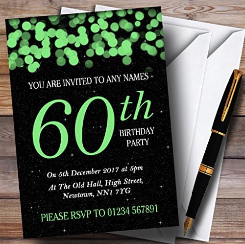 Green Bokeh & Stars הזמנות למסיבת יום הולדת 60 בהתאמה אישית