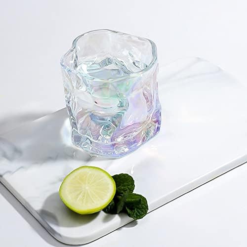 NA אוריגמי זכוכית טוויסט מוט זכוכית ויסקי בירה שקופה זכוכית בירה זכוכית כוס מים 180 מל כחול